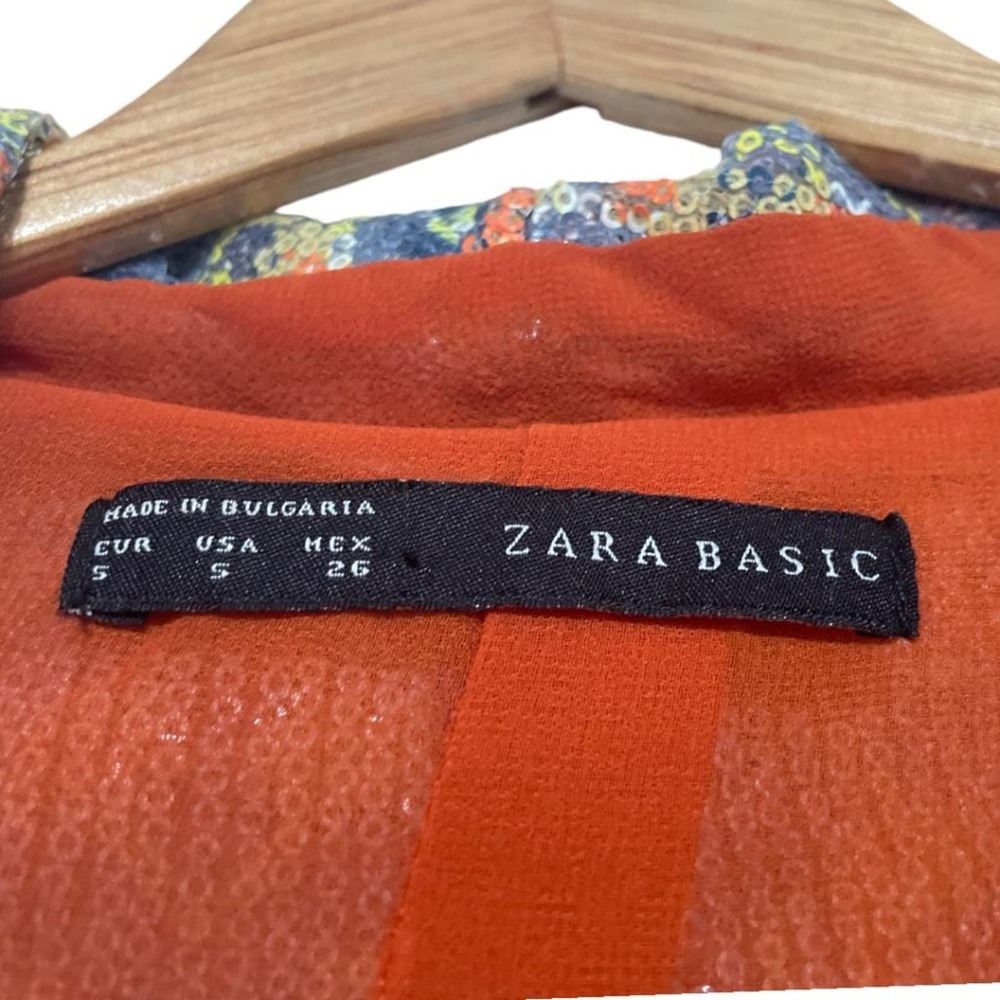 Zara Sequin Drape Front Jacket Size Small - image 2